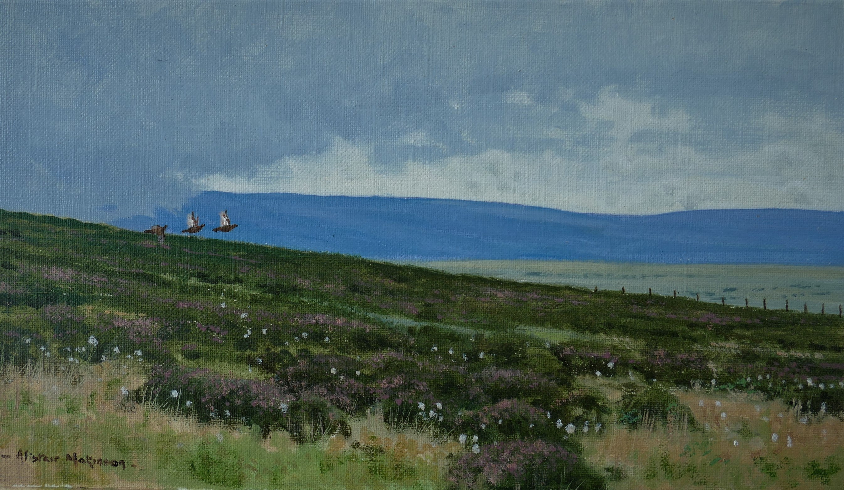 'Approaching Shower' - Original Oil Painting by Alistair Makinson - 15 x 26cm