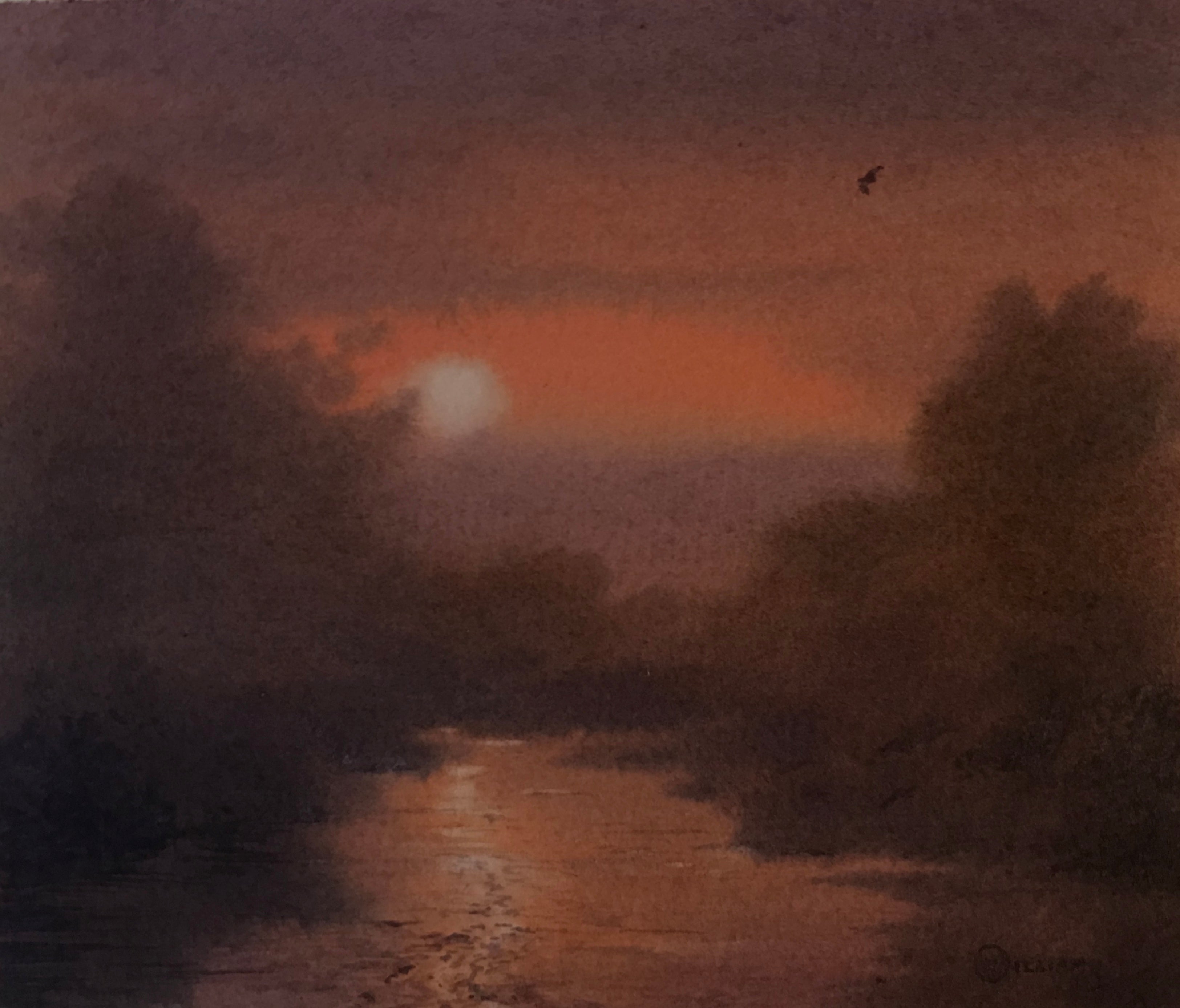 'Waiting for the dark' - Original Watercolour Painting by Owen Williams - 15 x 17cm