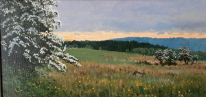 'Hare at Dusk' - Original Oil Painting by Alistair Makinson - 20 x 40cm