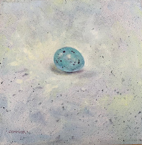 'The Thrush’s Egg’ - Original Oil on Canvas by David Cemmick - 13 x 13cm