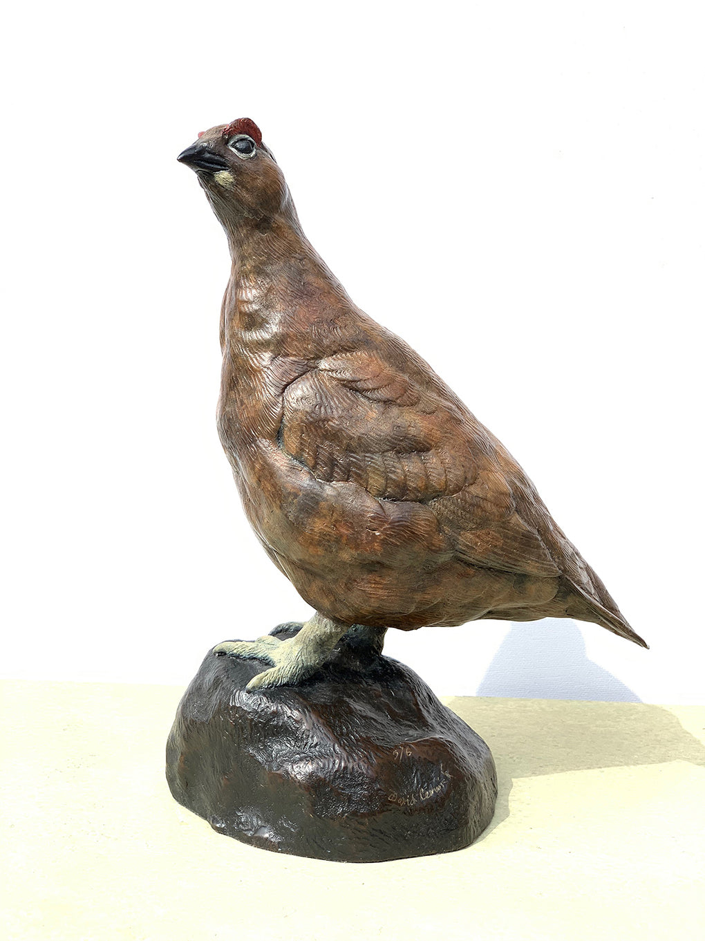 'Red Grouse' - Hand Painted Bronze Limited Edition Sculpture by David Cemmick