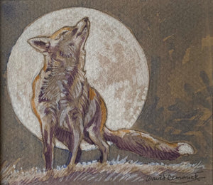 'Fox Moon’ - Original Watercolour by David Cemmick - 8 x 10cm