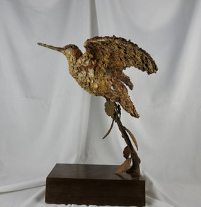 'Flying Woodcock' Wooden Sculpture by Martyn Bednarczuk