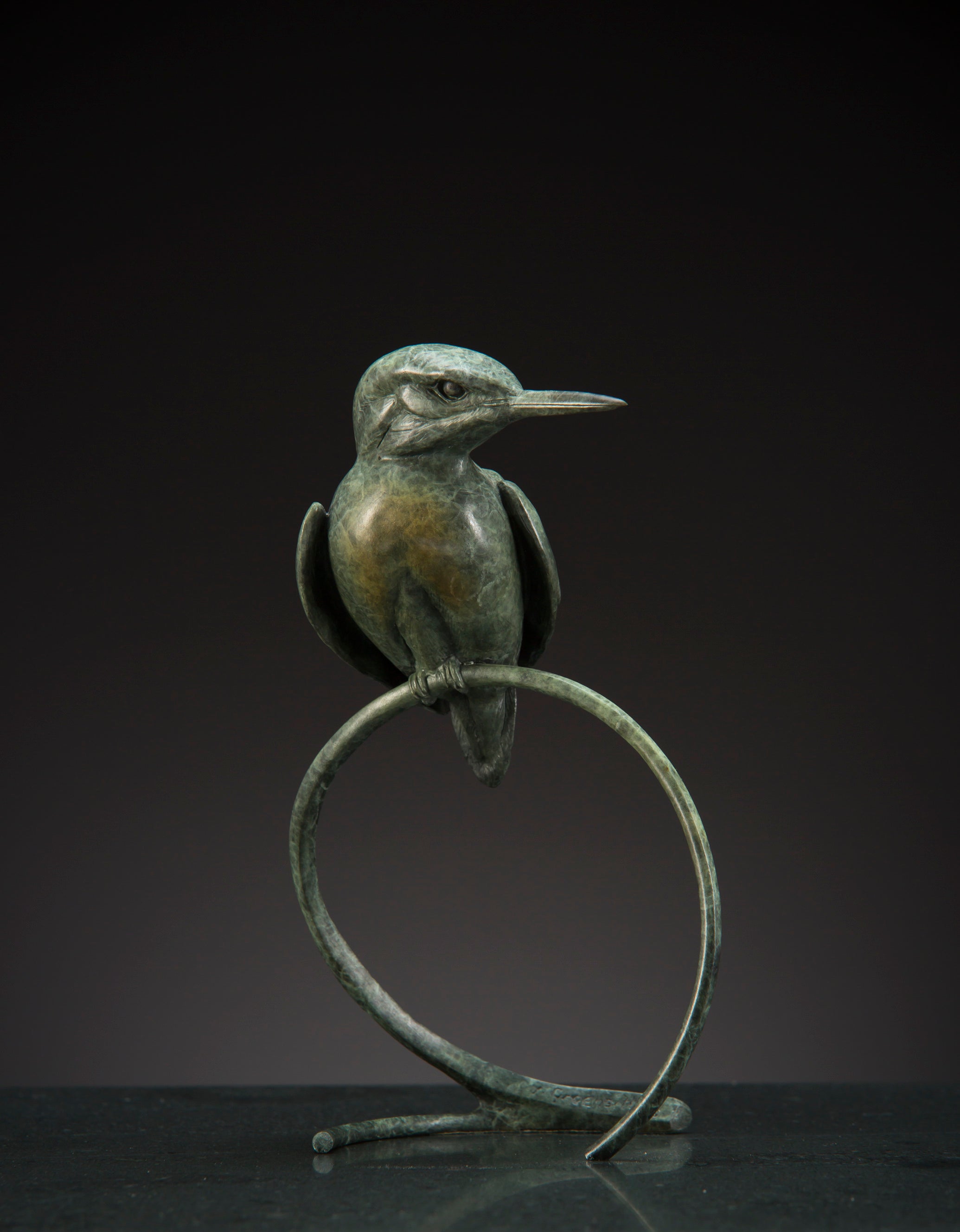 'Sitting Kingfisher' Limited Edition Bronze Sculpture by Ian Greensitt