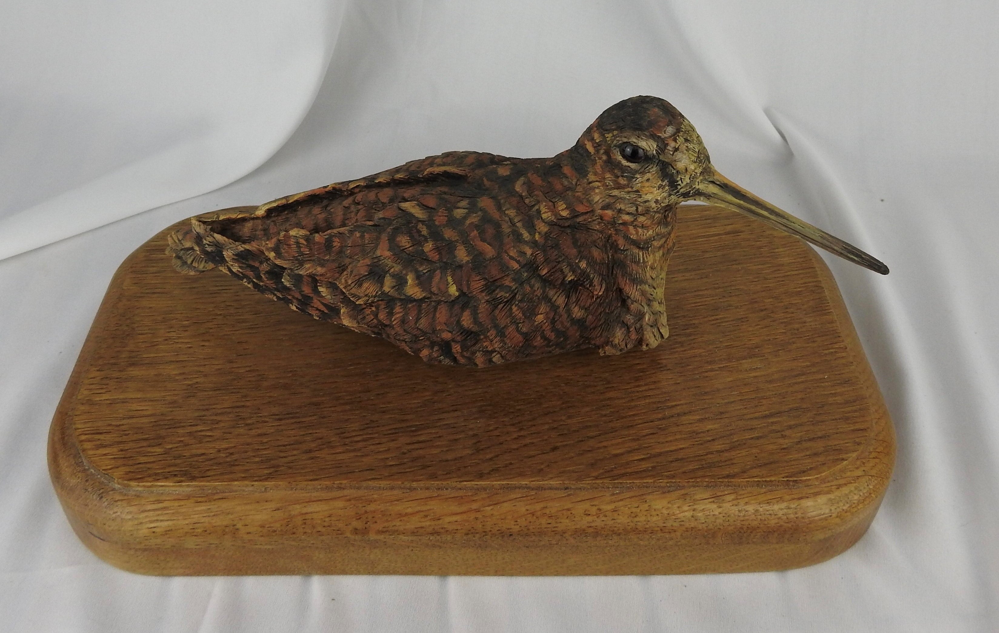 'Lying Woodcock' Wooden Sculpture by Martyn Bednarczuk