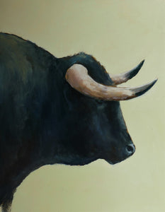 'Fighting Bulls Head' - Original Oil Painting by Alistair Makinson - 17 x 24cm