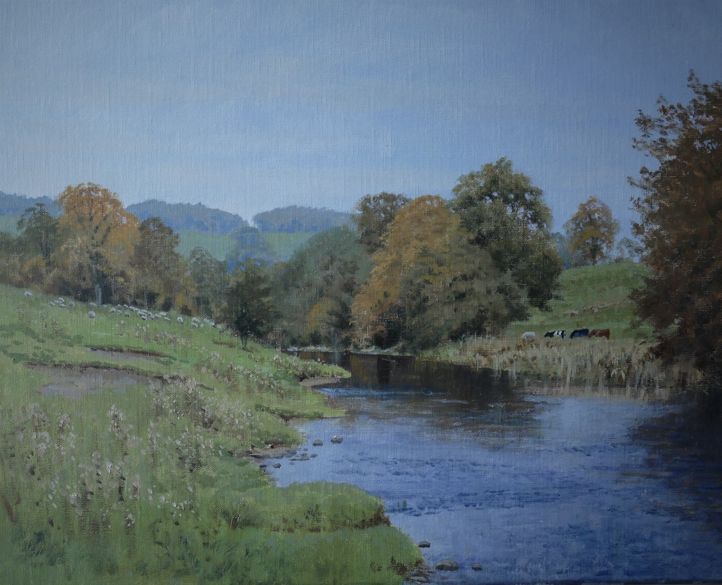 'Autumn on the Hodder' - Original Oil Painting by Alistair Makinson - 40 x 50cm