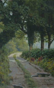 'Roe Deer on a Summer Lane' - Original Oil Painting by Alistair Makinson - 18 x 26cm