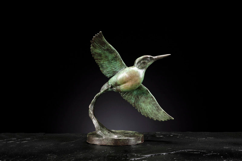'Kingfisher Flying' Limited Edition Bronze Sculpture by Ian Greensitt