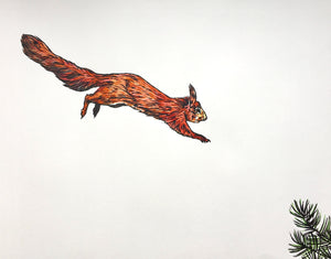 'Little Red' - Original Hand Printed, Hand Coloured Linocut by Sarah Cemmick
