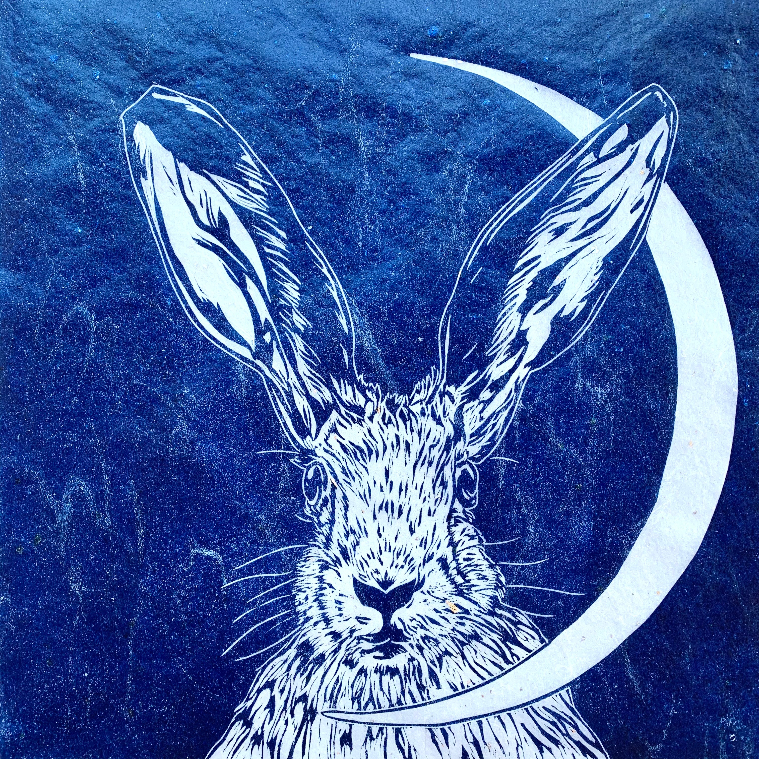 'New Moon' - Original Linocut on Japanese tissue by Sarah Cemmick