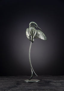 'Preening Kingfisher II' Limited Edition Bronze Sculpture by Ian Greensitt
